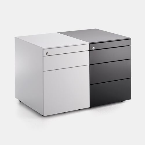 Metal office unit - MDF Italia - 3-drawer / on casters / modular