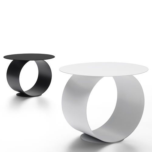 Contemporary bedside table - METODO - MDF Italia - steel / steel base / round