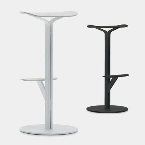 Contemporary bar stool - DUETTO - MDF Italia - polypropylene / painted steel base / central base