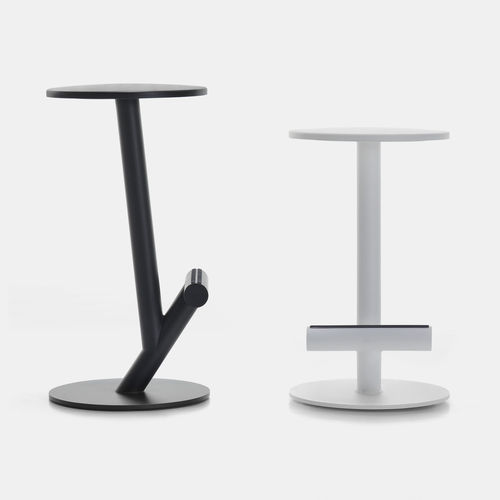 Contemporary bar stool - TWIG - MDF Italia - painted steel base / central base / with footrest