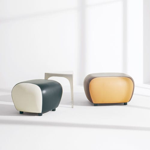 Contemporary pouf - BLOTTOMAN™  - Nienkamper - fabric / leather / solid wood