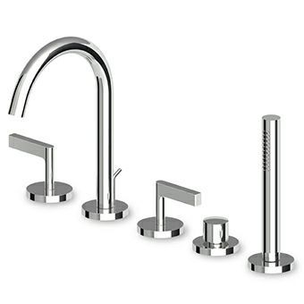 Double-handle shower mixer tap - ZSB5474 - ZUCCHETTI - for bathtub / deck mounted / chromed metal