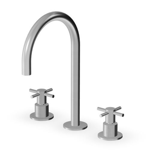 Double-handle washbasin mixer tap - ZHM516 series - ZUCCHETTI - countertop / stainless steel / bathroom