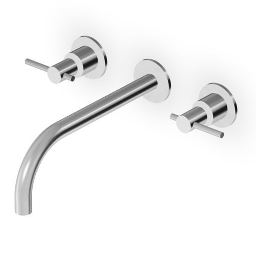 Double-handle washbasin mixer tap - ZHL761 series - ZUCCHETTI - wall-mounted / stainless steel / bathroom