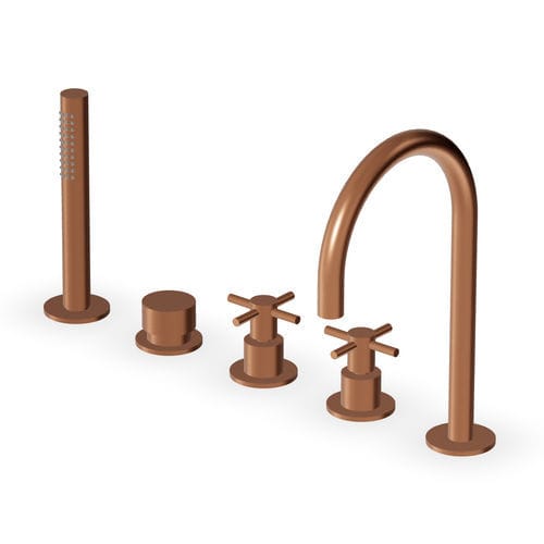Double-handle shower mixer tap - ZHM511 series - ZUCCHETTI - countertop / stainless steel / indoor