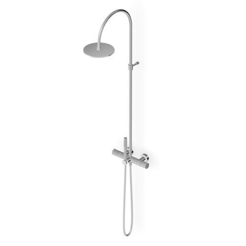 Stainless steel shower column - ZHE763 series - ZUCCHETTI - wall-mounted / contemporary / with mixer tap