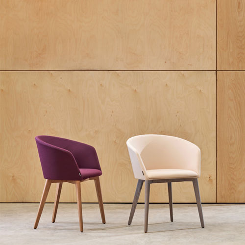 Contemporary chair - MOON  - CAPDELL - indoor / fabric / oak base