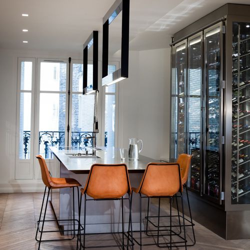 Free-standing wine cabinet - APPARTEMENT B  - PROVINTECH - stainless steel / glass / glazed