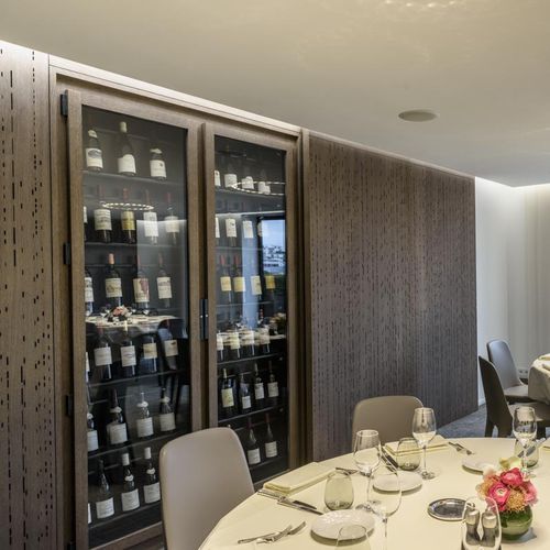 Restaurant wine cabinet - CHAMPS ELYSÉES - PROVINTECH - built-in / wood veneer / glazed
