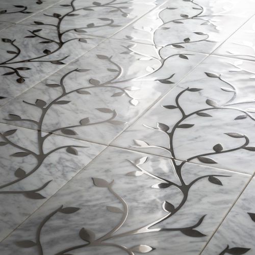 Marble tile - AGRA VINE BIANCO CARRARA - ARTISTIC TILE - polished / embossed / indoor