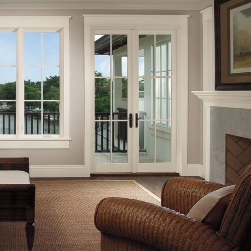 Swing French door IMPACT INTEGRITY wooden / fiberglass / double