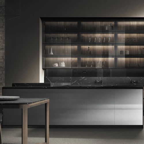 Contemporary kitchen - TIZNAR STAMP - MUEBLES DOCA - wooden / glass / aluminum