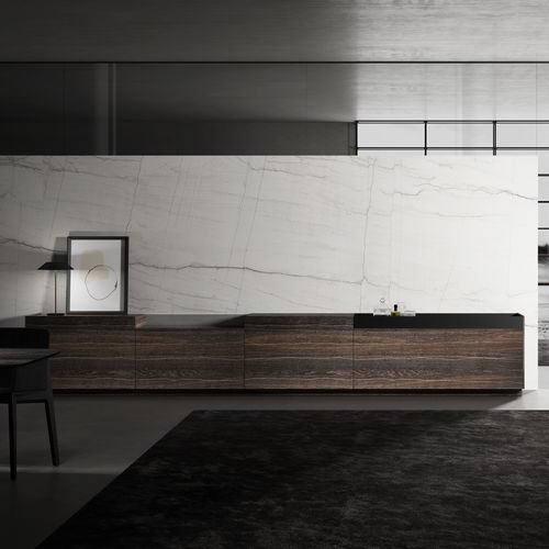 Contemporary TV cabinet - TIZNAR STAMP - BAIKAL NERO - MUEBLES DOCA - lowboard / custom / with drawers