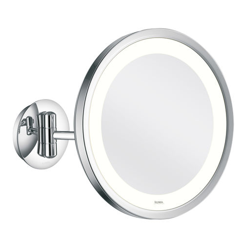 Wall-mounted bathroom mirror - LUNATEC - Aliseo - contemporary / round / brass