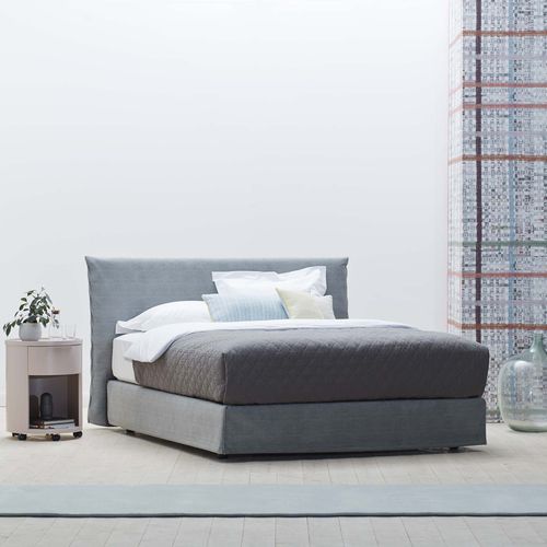 Double bed - LOFT - SCHRAMM - contemporary / upholstered / with headboard
