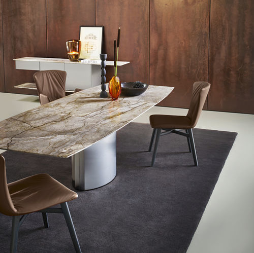 Contemporary chair - DEXTER - DRAENERT - indoor / leather / wooden base