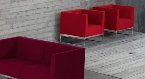 Contemporary armchair - EVERY - GRASSOLER - fabric / for public building / sled base