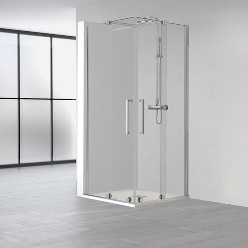 Sliding shower screen - VY-220 - PROFILTEK - square / corner / tempered glass