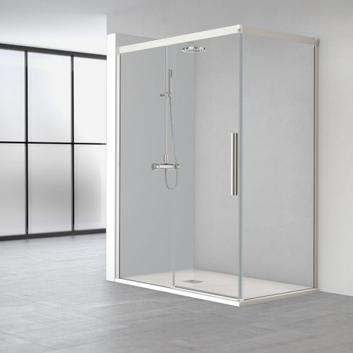 Sliding shower screen - WI-216 - PROFILTEK - corner / tempered glass / custom-made