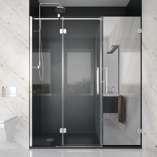 Swing shower screen - NEWGLASS  - PROFILTEK - fixed / for alcoves / tempered glass