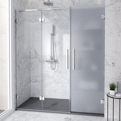 Folding shower screen - NEWGLASS - PROFILTEK - corner / for alcoves / tempered glass
