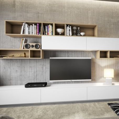 Contemporary TV wall unit - PLAN - BERLONI - melamine