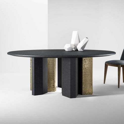 Contemporary table - Imperfetto - LAURAMERONI - wooden / marble / stained wood base