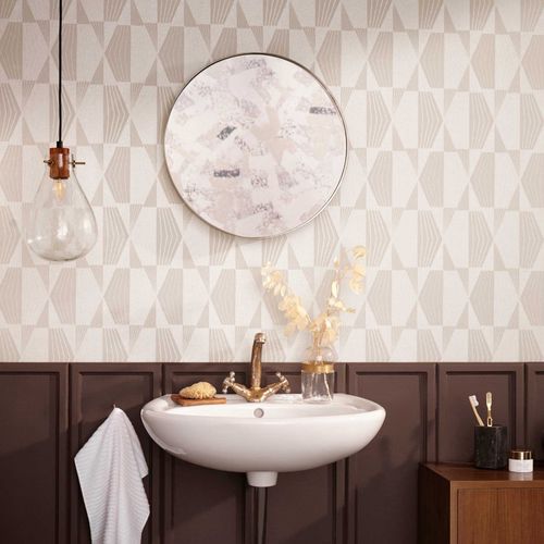 Traditional wallpaper - KIONDO - Fischbacher 1819 - vinyl / Art Deco pattern / metallic look