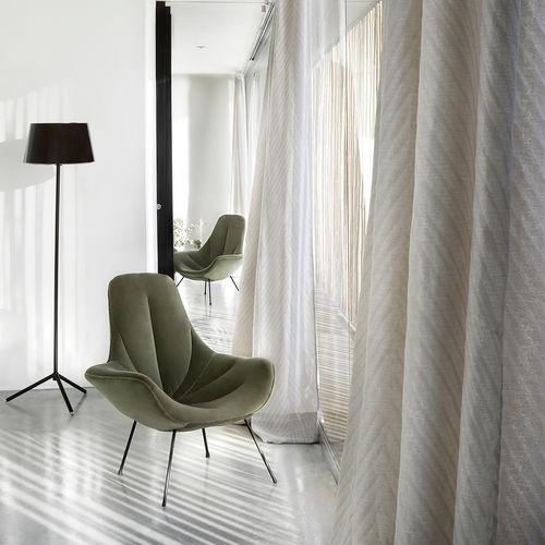 Striped sheer curtain fabric - DANDELION : DASHA - ALHAMBRA - linen / cotton / PES