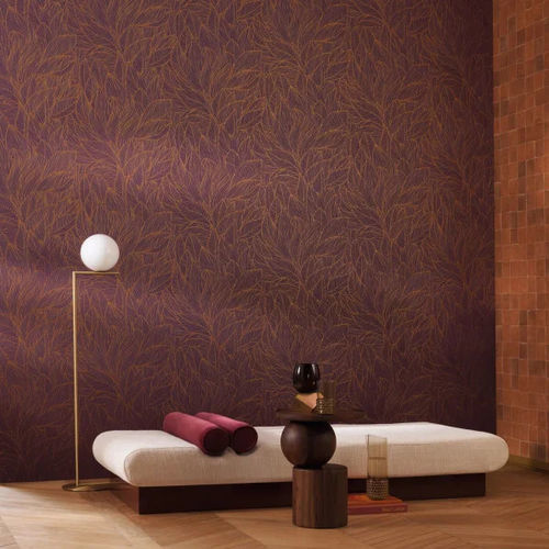 Contemporary wallpaper - HOSTA  - CASAMANCE - nature pattern / fabric look / gray