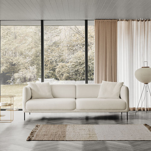 Contemporary sofa - KONAMI - Erik Jørgensen - fabric / leather / gray