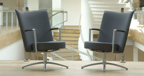 Contemporary office armchair - PARTNER : EJ 70/80 - Erik Jørgensen - leather / fabric / polyurethane foam