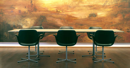 Leather conference chair - FLAMINGO : EJ 205 - Erik Jørgensen - polished stainless steel / upholstered / with armrests