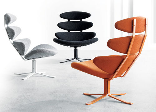 Contemporary fireside chair - SPECTRUM : EJ 5-S - Erik Jørgensen - fabric / steel / for public building