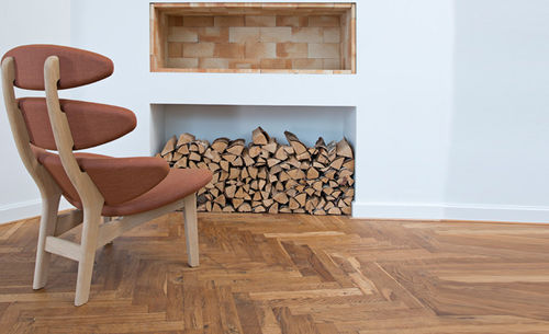 Contemporary fireside chair - CLASSIC : EJ 5-C - Erik Jørgensen - fabric / wooden / for public building