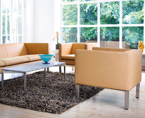 Contemporary armchair - EJ 50-1/51 - Erik Jørgensen - leather / fabric / polyurethane