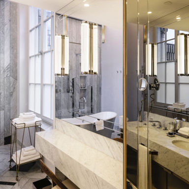 Wall-mounted mirror - MIROX MNGE - AGC Glass Europe - contemporary / rectangular / stainless steel