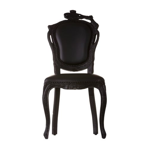 Traditional dining chair - Smoke - moooi - indoor / leather / wooden base
