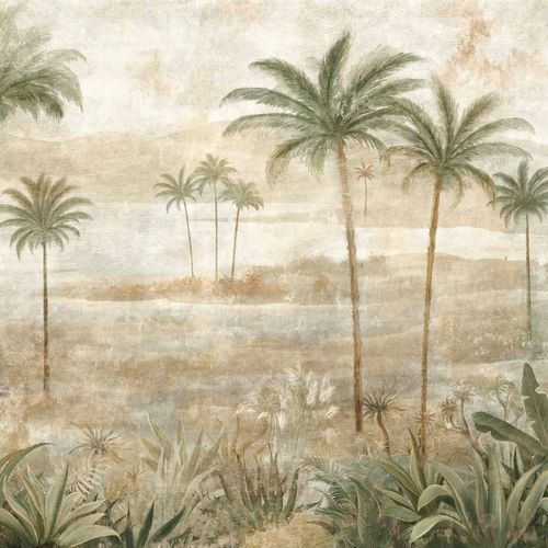 Contemporary wallpaper - Draa Palms Leaves - Coordonné - fabric / patterned / green