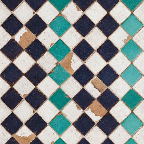 Contemporary wallpaper - TOURQUOISE CHESS - Coordonné - fabric / geometric pattern / mosaic look