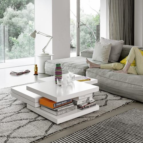 Contemporary coffee table - ROTOR - Kristalia - glossy lacquered wood / laminate / Fenix NTM®
