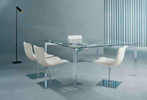 Contemporary chair - TURKANA - CasaDesùs - leather / central base / swivel