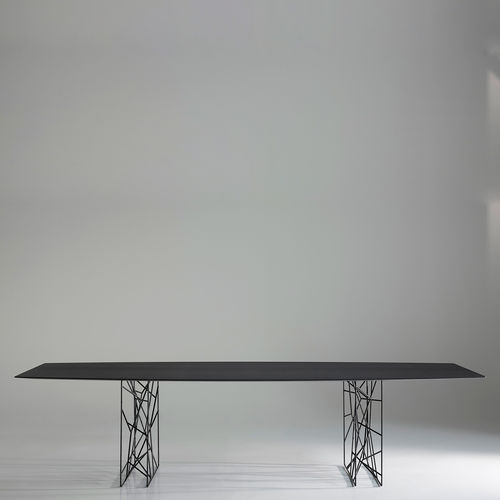 Contemporary table - SYNAPSIS - Porro - oak / hemlock / glass
