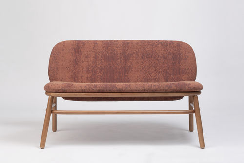 Contemporary upholstered bench - LANA - Ondarreta - fabric / solid wood / with backrest