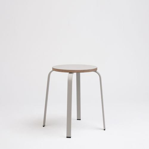 Contemporary stool - CHICO - Ondarreta - beech / wood veneer / steel base