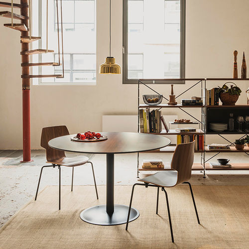 Contemporary table - PEY - Mobles 114 editions - HPL / metal base / round