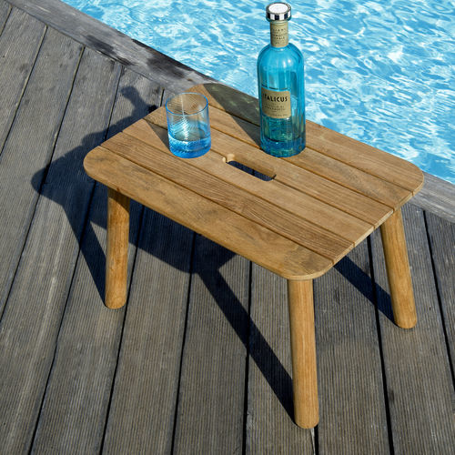 Contemporary coffee table - PEVERO - Unopiù - teak / teak base / rectangular