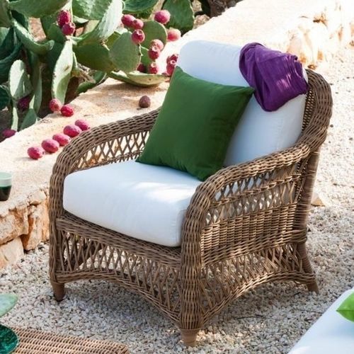 Contemporary armchair - OLIMPIA - Unopiù - acrylic fabric / synthetic fiber / with washable removable cover