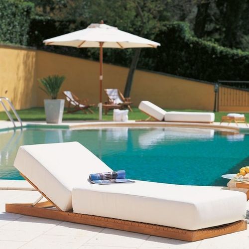 Contemporary sun lounger - Synthesis - Unopiù - fabric / synthetic fiber / teak