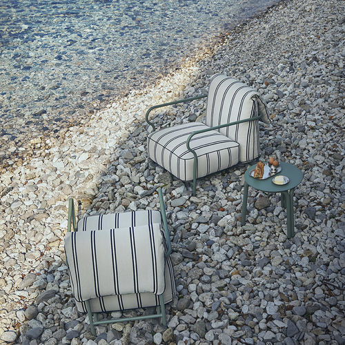 Contemporary side table - SALÒ  - Unopiù - aluminum / porcelain stoneware / aluminum base